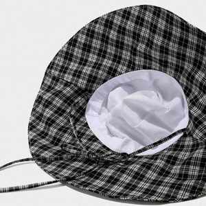 Chapeau de soleil tendance à large bord à carreaux pour femme, pliable, idéal pour le printemps, les voyages en extérieur, l'été, les vacances à la mer, la plage, style décontracté, type pêcheur - Product Image 5