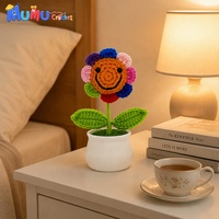 Plante de tournesol en pot au crochet faite à la main, fleur éternelle, décoration, cadeau de remerciement pour enseignant, soutien émotionnel, vente en gros