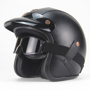 Casque de <span class=keywords><strong>moto</strong></span> classique 3/4, casque rétro en cuir, casques de <span class=keywords><strong>moto</strong></span>, motos - Product Image 1