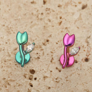 <span class=keywords><strong>VIEN</strong></span> Jewellery ZPO-093 G23 Joyería de Titanio de Moda para Piercings, Flor de Rosa con Circonita Cúbica, Piercing para Labio, Hélix, Oreja y Cuerpo - Product Image 2