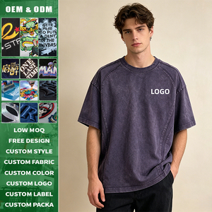 เสื้อยืดวินเทจทรงโอเวอร์ไซส์สั่งทำพิเศษ 275GSM ผ้าฝ้ายถัก 100% ซักแบบ Snow Wash แต่งดีเทลขาดๆ ด้านหน้าเย็บแบบ Raw Edge ระบายอากาศได้ดี - Product Image 1