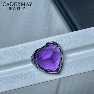 Cadermay Natural Amethyst Heart Cut 43.42ct Vivid Purple Loose Stone For Jewelry Making - Product Image 4