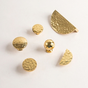 Hammered Brass Handles - Hammered <strong>Gold</strong> Finish Wardrobe <strong>Pulls</strong> &amp; Single Hole <strong>Drawer</strong> Knobs - Product Image 3