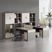 Escritorio Doble/Cuádruple Moderno y Sencillo con Gabinete Alto para Oficina Financiera, para Dos Personas, Supervisor