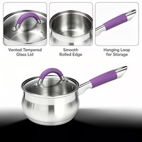 Ensemble de casseroles de style américain en acier inoxydable de qualité supérieure, 2 pièces, écologiques, compatible induction, passe au lave-vaisselle, silicone