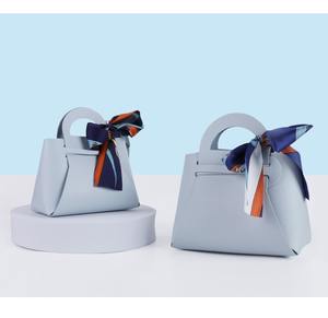 Bolsa de Regalo de Boda de Cuero Mini Reciclable con Logotipo Personalizado, Caja de Dulces Portátil, Caja de Regalo de Cuero con Listón - Product Image 3