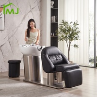 Chaise de lavage de cheveux de salon de coiffure électrique réglable de luxe avec bol à shampooing