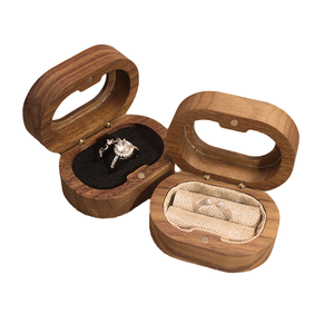 Walnut Wood Earring Jewelry Box, <b>Magnetic</b> Closure Small Solid Wood <b>Jewellery</b> Storage Case for Stud Earrings Gift Packaging - Product Image 2