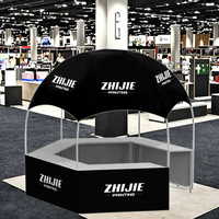 Gazebo hexagonal en fer de couleur personnalisée - Stand d'exposition extérieur avec comptoir - Dôme publicitaire promotionnel