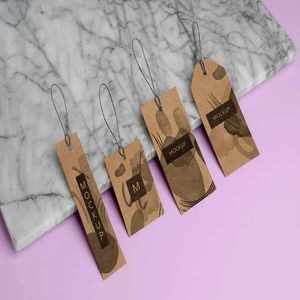 Etiquetas de papel para ropa y calzado con ventana recortada y cadena metálica para etiquetado de prendas - Product Image 1