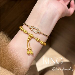 กำไลข้อมือรูปเกือกม้าประดับคริสตัลและเพชรเทียมชุบทองคำขาว S925 จาก King Silver Jewelry เหมาะสำหรับผู้หญิงใส่ในชีวิตประจำวัน - Product Image 2