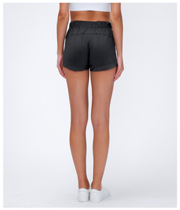 Shorts de Yoga de Cintura Alta <span class=keywords><strong>en</strong></span> Color Liso, <span class=keywords><strong>Pantalones</strong></span> de Compresión de Nailon con Cordón, Shorts Deportivos de Verano para Correr y Gimnasio - Product Image 6