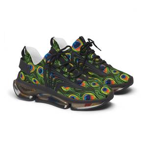 Chaussures de course à plateforme pour femmes, imprimé plume de paon personnalisé, respirantes, antidérapantes, pratiques, augmentant la taille - Product Image 1