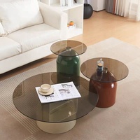 Table basse de style nordique pour la maison, plateau en verre trempé, base en métal, table d'angle pour appartement, salon et hall d'entrée