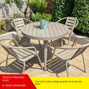 ชุดเก้าอี้โต๊ะแบบสบายๆกลางแจ้งทำจากอลูมิเนียมผสมแชมเปญสำหรับลานระเบียงสวนระเบียงวัสดุไม้ที่ทนทาน - Product Image 2