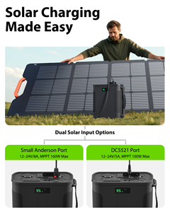 Station d'alimentation portable LiFePo4 de 140000 mAh avec prise de voiture 12V, entrée solaire MPPT 100W, charge 30A, gros connecteur Anderson pour l'extérieur - Product Image 3