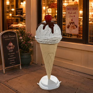 Statua in Resina Personalizzata a Forma <span class=keywords><strong>di</strong></span> Gelato alla Ciliegia, Sculture in Resina, Espositore a Cono in Fibra <span class=keywords><strong>di</strong></span> Vetro per Decorazione Vetrina - Product Image 1