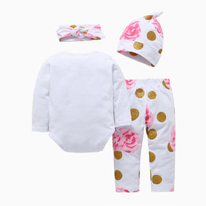 Ropa de Diseño para Niñas, Conjuntos de Romper de Algodón con Pantalones Florales para Bebés, Tienda China - Product Image 2