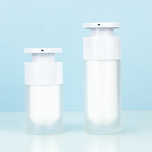 Customized logo Cosmetic Airless Lotion <b>Bottle</b> 15ml 30ml 50ml Essence Press <b>Bottle</b> White Frosted Airless <b>Pump</b> <b>Bottle</b> - Product Image 4