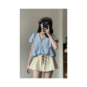Falda pantalón acampanada mini de cintura alta para mujer, estilo coreano, ecológica, con pantalón corto interior, efecto adelgazante, ¡la más vendida! Muestra gratuita. - Product Image 6