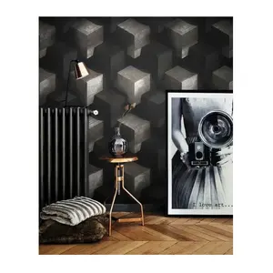 现代墙纸3D黑色室内装饰