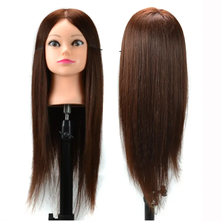 Long 60cm Training Head 80% Real Human Hair Manikin Head Dummy Mannequin Head PVC Bag Brazilian Hair Remy Hair Black and Brown