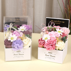 Caja de Regalo con Jabones de Flores Decorativas para el Hogar, Rosas de Jabón, Glicinia Artificial, Dispensador de Jabón con Flores para Ramo de Novia - Product Image 6