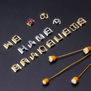 Pulsera de Moda DIY Personalizada para Mujeres y Niñas, Chapada en Oro, con Cristales y Diamantes, con Letras Deslizantes - Product Image 5