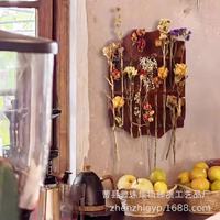 Rak pengering bunga kering dari kayu, rak bunga kering multi-kompartemen yang dipasang di dinding, rak pajangan toko bunga dengan tepi bergelombang, dekorasi rumah.