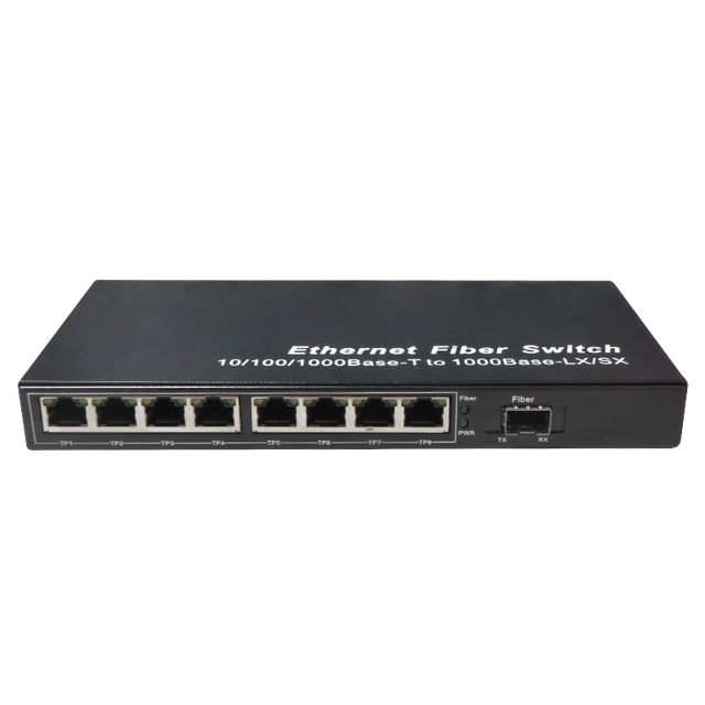 Hot Selling Gigabit 8 Port Fiber Optical Switch A/B 8 RJ45 1 SFP 10/100/1000m SC Single Fiber BIDI Optical Fiber Media Converter