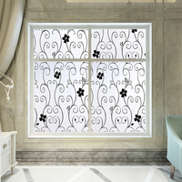 Lila Blumenranken-Design Statische Fensterfolie Dekorative Sichtschutz-Glasabdeckung Abnehmbares Buntes Blütenmuster für Schlafzimmer und Zuhause