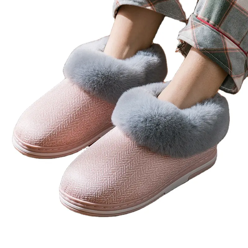 Winter Baumwolle Hausschuhe Frauen Indoor Paar Home Baumwolle Schuhe Plus Size Plüsch Warmer Haushalt Herren Baumwolle Hausschuhe Großhandel