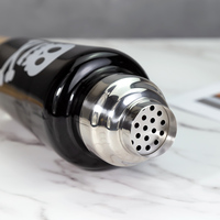 OEM Custom Logo 1L Gebrande Decal Glazen Vintage Cocktailshaker 3-delig 304 RVS Ingebouwde Zeef Cobbler Shaker
