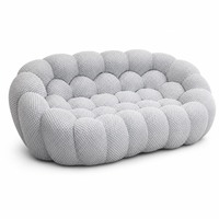 Cloud Loveseat 2-Sitzer Sofa Stretch-Strickstoff Wabenmuster Wohnzimmer-Couch Bodenliege für Schlafzimmer Leseecke