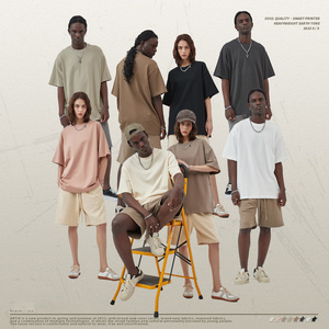 T-shirts personnalisés surdimensionnés en coton épais (280/300/385 g/m²) à épaules tombantes, livraison rapide, logo personnalisé, unisexe, vente en gros - Product Image 1