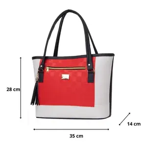 Sac fourre-tout pour femme Fana Lala en PU rouge, fermeture ouverte, mode, usage quotidien - Product Image 3