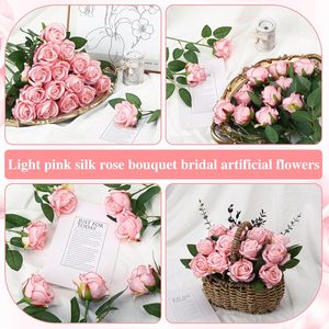 Pétalos de Rosa Artificiales de Seda Rosa al por Mayor, Rosas de Tallo Largo para el Día de San Valentín, Ramos de Boda, Decoración para Fiestas en Casa - Product Image 5