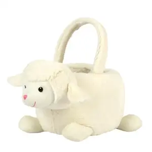 Hot Sell White Sheep Stuffed Plush Toys Plush Basket Easter