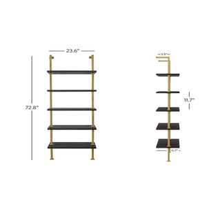 5 מדף סולם כוננית עם פליז מתכת מסגרת כהה אלון זהב לבן הקמעונאי קיר מדף - Product Image 5
