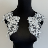 1 paire de fleurs 3D blanches en strass et paillettes, applique en dentelle brodée à coudre, sexy, patch DIY, accessoires vestimentaires