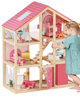 Rumah Boneka Kayu Besar untuk Anak-anak 3 Lantai, Rumah Bermain dengan Perlengkapan Furnitur, Hadiah Mainan Khusus untuk Anak Perempuan |   rumah boneka