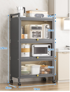 Estantes de almacenamiento giratorios para cocina, organizador extraíble de varias capas, ruedas rodantes con cartón de Metal de 5 niveles - Product Image 6