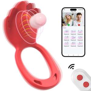 Vibrator Pasangan Rose App Remote Control, Dapat Dipakai, Baterai Lithium Polymer, Stimulator Klitoris Hands-Free, Cock Ring, Kebisingan 50dB - Product Image 3