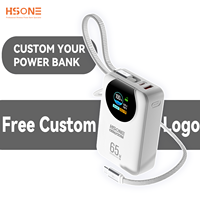 Banque d'alimentation semi-solide MH857C avec écran TFT circulaire intelligent IA, charge rapide PD 45W/65W, 20000mAh, et câbles doubles pour 4 appareils