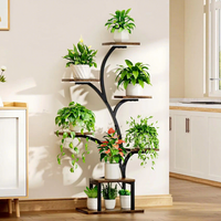 Support à plantes en métal à 7 niveaux avec éclairage de croissance, étagère d'angle en forme d'arbre pour plantes d'intérieur, décoration intérieure