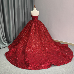 <b>Red</b> <b>Glitter</b> Crystal Sequins Ball Gown Quincenara Dresses Off the Shoulder Corset Sweet 16 Evening Dress 6663 - Product Image 5
