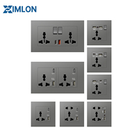 Enchufe Doble Moderno para PC XImlon Gery, Enchufes de Pared Eléctricos de Alta Calidad de 3 Vías, Enchufe USB de 1/2/3/4 Tomas para el Hogar