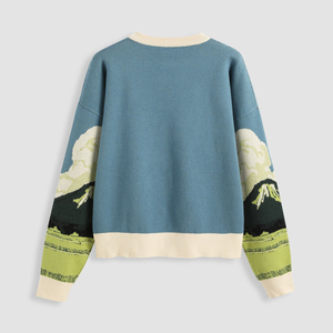 เสื้อสเวตเตอร์ถักลายแจ็คการ์ดแบบกำหนดเองสำหรับผู้หญิง เสื้อไหมพรมถักแบบสวมหัวสำหรับผู้หญิง เสื้อผ้าออกแบบเอง เสื้อสเวตเตอร์ถักแบบกำหนดเอง - Product Image 2