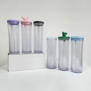 Gobelets réutilisables en plastique à double paroi, forme incurvée, pour boissons froides, vierges, effet boule à neige, phosphorescents - Product Image 1