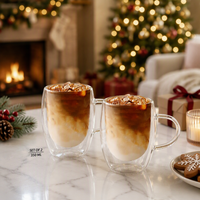 Tasses à café en verre à double paroi JY 350 ml, tasses à latte isolées, lot de 2, verrerie creuse pour la maison